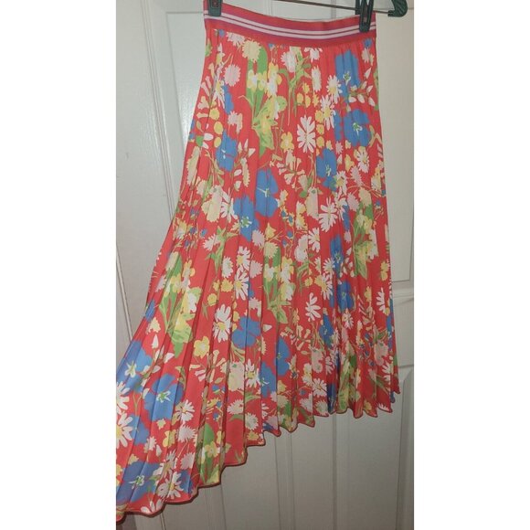 Twisted Wunder Lond Colorful Loud Floral Maxi Pleated Skirt Elastic Waist Sz 2 - Picture 6 of 9